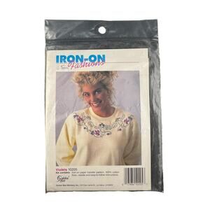 Vintage Golden Bee Iron On Fashions Embroidery Kit Violets 10205